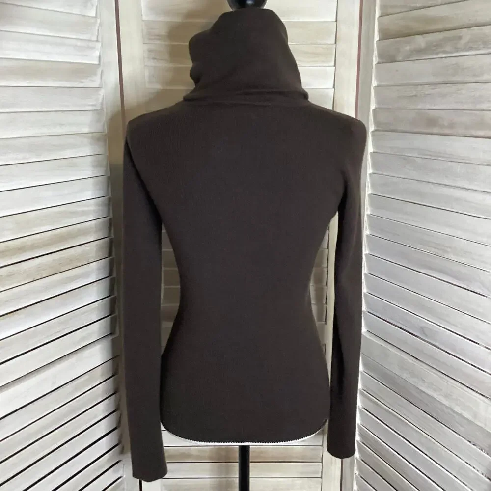 Vintage Celine Brown Cashmere Ribbed Turtleneck Sweater L